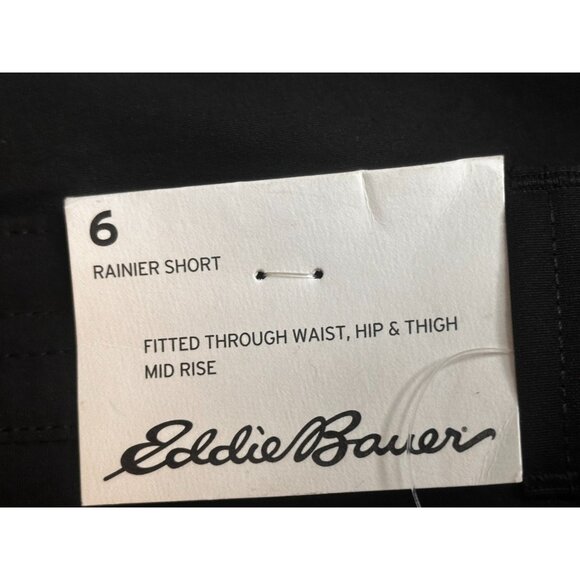 Eddie Bauer Womens Rainier Shorts Black Size 6 Mid Rise Stretch Casual Outdoors - Picture 2 of 7